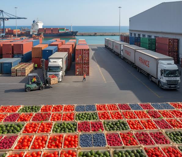 Illustration du transport et de la distribution de produits alimentaires